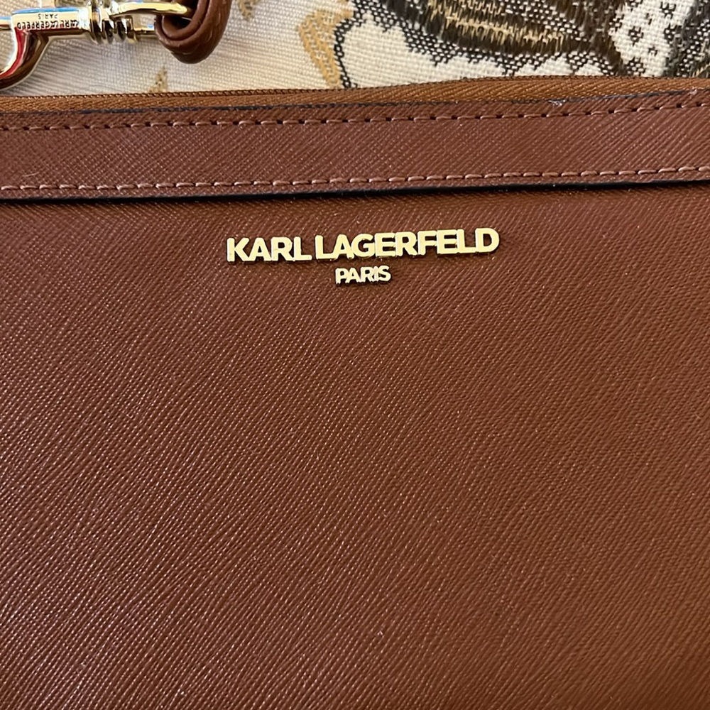 Karl Lagerfeld Paris Caramel Wristlet Wallet - Picture 2 of 13